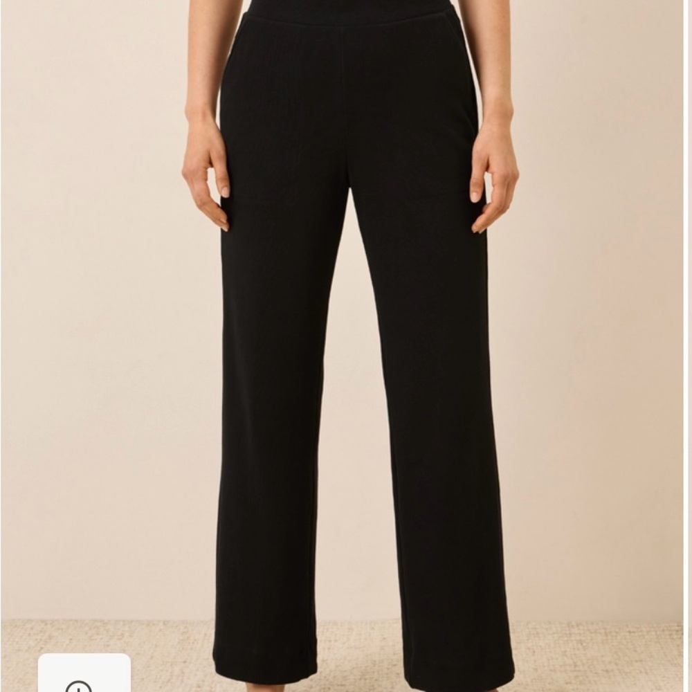 Pact Organic Women's Black Easy Rib Wide Leg Lounge Pant